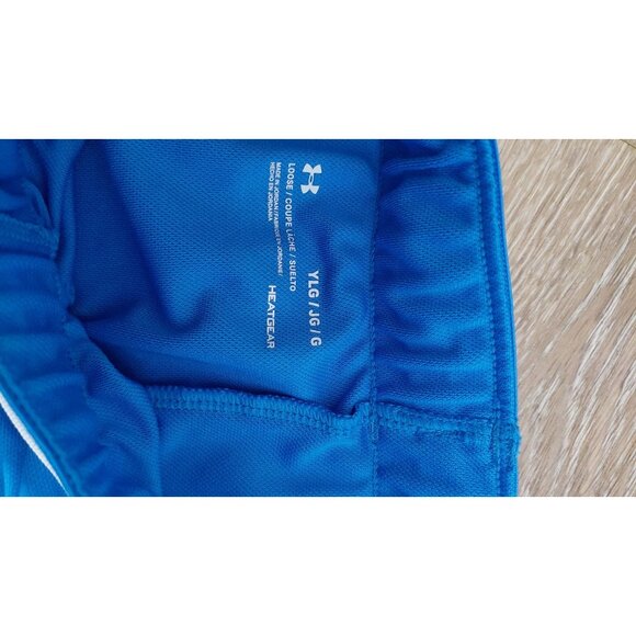 Under Armour Youth Large Blue HeatGear Athletic Shorts With Logo Waistband - Picture 3 of 4